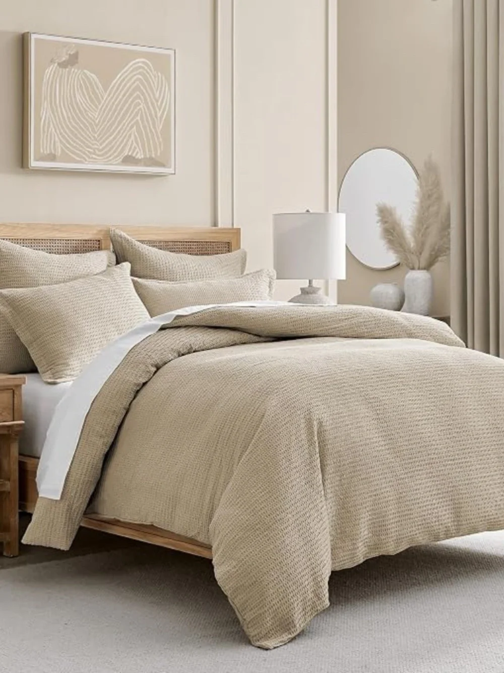 Levtex Cloud Waffle Textured 2 Pc Duvet Cover Set Taupe Twin